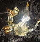 Art Glass Dragon Figure Collectable W gold Toned Trim Medieval fantasy mythical