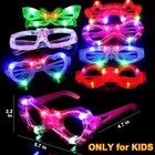 12 pk Assorted Shapes Flashing Plastic Led Light-up Glasses Party Supplies