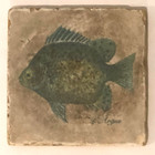 Vintage Htf Studio Vertu Exotic Fish Tumbled Italian Marble Set Of 4 Coasters