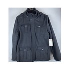 Nwt Blk Alpine Swiss Wool Hooded Rmvbl Ful Zip Snap 4 Pckt Gorpcore Coat Quilted