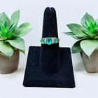 Vintage 10k Yellow Gold Green Emerald   Diamond Ring