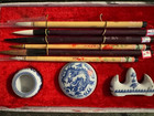 Guangzhou Chinese Calligraphy Brush Pen Ink Writing Stationary Box Set Vtg