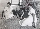 Vintage Black White Photo African American Women Sitting Outside Visiting 1950s