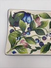 Vintage Mccall Blue Sky Ceramic Blueberries   Bluebirds Platter Tray 2004