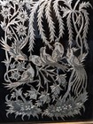 Vintage Khatam Persian Birds Flowers Handmade Copper Frame Wall Art Rare