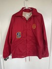 Vintage Boy Scout Red Nylon Jacket W  Patches   Pins 1980s 80   s Mens S m Novelty