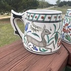Greek Hand Painted Deer   Ship  Coffee Cup Mug From Rhodes Greece Ikaros Pottery