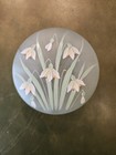 Antique French Art Nouveau Enameled Frosted Glass Hinged Trinket Vanity Box