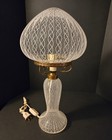 Clear   White Glass Table Lamp  Dome Shade  Brass Metal  Switch  16 In