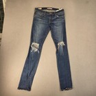 Levi s 711 Skinny Jeans Womens 27 Selvedge Blue Thrashed Destroyed Skater