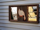 Country Goose Dual Wall Mirror Weathered Barnwood Custom Frame 16  X 31-1 4  Vtg