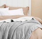 Bedsure Sherpa Fleece Bed Blankets Grey And White Fuzzy Soft Plaid 60x80