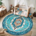  Boho Round Area Rug  4ft Washable Non-slip Circle Rug  Ultra Soft Oriental 