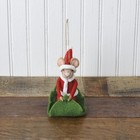 New Primitives By Kathy Santa Mouse Sledding On Leaf Ornament Felt Figurine 3x4