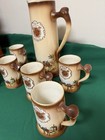 Vintage Leisy Brewing Co  Ceramic Pitcher And Six Tankard Mugs   Very Good Condi