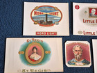 Vintage Lot Of 7 Cigar Box Tobacco Labels Advertising Embossed Gold Art For All