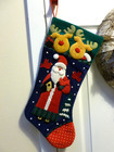Christmas Stocking Velvet Applique Santa-cardinals-christmas Tree-reindeer Nwt