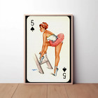 Vintage Pin-up Playing Card 5 Of Spades Poster Print 24x36 Ballet Pinup Art