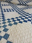 Antique vintage Indigo   White Triple Irish Chain Quilt - Late 1800s-early 1900s