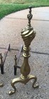 Preowned Antique Brass Fireplace Andirons W Shanks