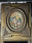 Large Vintage 1960-70 s French Style Trumeau Mirror Gilded Wood Hand Painted Art