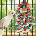  Large Parrot Toys Bird Chewing Toys-natural Nuts Corn Loofah Wooden Bird