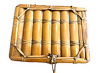 Vintage Rare 1950 s Bamboo Lidded Box Basket 9  X 7  Bohemian