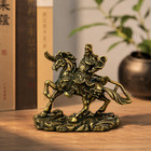 Antique Brass Guan Yu Horse Riding Statue     Bronze Warrior Feng Shui Decor