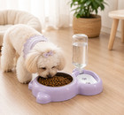 Pet Food Water Bowl Automatic Dispenser Dog Cat Feeder Stainless Steel