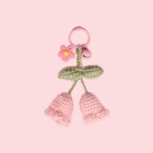 Crocheted Wool Flower Keychain Keyring With Bell Women Key Ring Chain Bag Charm