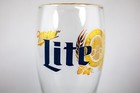  4  Vtg Nos Miller Lite Beer 8  Pilsner Glasses   Gold Rim   Etched Logo