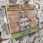Wood Burned Baby s First Easter Basket Gift Tag  Ornament  Personalized Bunny
