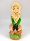 Vintage Elf Gnome Sitting On Mushroom Ceramic Garden 1975