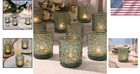 Votive Candle Holder Set Of 12 Green Glass Flower Tea Light Candles Decor