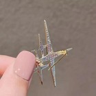 Three Star Brooch Pin 2ct Round Cut Certified Moissanite 14k Yellow Gold Plated