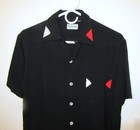 Killer 1950s Vintage Shirt Daytons Triangle Red Black Rockabilly Cali Rayon M 12