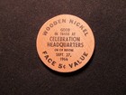 1966 Troy  New York Wooden Nickel Token- Rensselaer Co Sesquicentennial Coin Blk