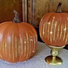 Set Of 2 Illuminated Starry Night Glass Pumpkins By Valerie Orange Fall