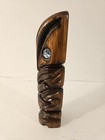 Vintage New Zealand Maori Carved Wood Tiki Totem Paua Shell Eyes 6 