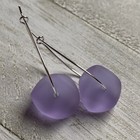 Min Favorit Lavender Sea Glass Freeform Nugget   Silver Pl Artisan Drop Earrings