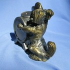 Skye Silky Yorkshire Terrier Briard K   O Dog Drum 5  Marked Metal Figurine 1940