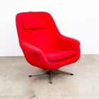Mid Century Danish Modern Lounge Chair Recliner Red Wool Swivel Headrest Mcm