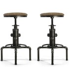 Antique Vintage Industrial Bar Stool Pu Leather Water Pipe Fire Hydrant Design