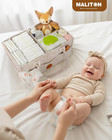 Felt Diaper Caddy Organizer Large Portable Nursery Storage Bin Khaki Baby Shower