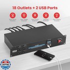Pyle 3600w 15 Amp Pdu Power Strip Surge Protector - 20 Outlet 2u Rack Mount P