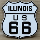 Vintage Us Route 66 Illinois Il Porcelain Metal Highway Sign Gas Oil Road Shield
