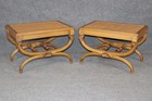 Fine Pair French Walnut Cane Directoire 1950s Era X Cerule X Benches