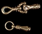 Antique Georgian 14k Hand Fist Screw Down Fob Chain Clasps Rare
