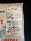 Unused    Vintage Ww2 Poster Sign Save Waste Fats Store Case Display
