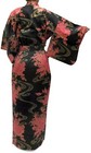 Women s Yukata Robe Japanese Summer Kimono - Flowing Peony Black